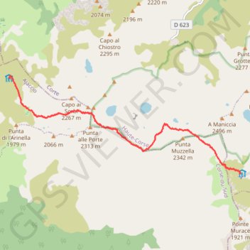 Trace GPS Corse (GR20) Petra Piana - Manganu, itinéraire, parcours