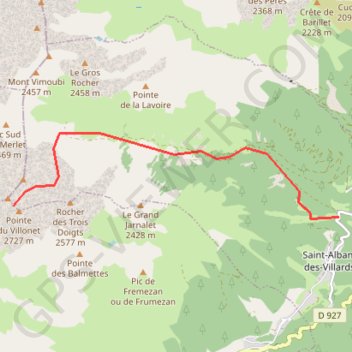 Trace GPS Col du Villonet, itinéraire, parcours