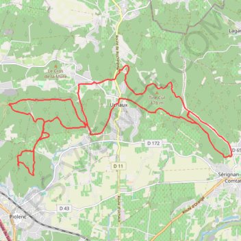 Trace GPS Sérignan du Comtat - Massif d'Uchaux - Le Castellas, itinéraire, parcours