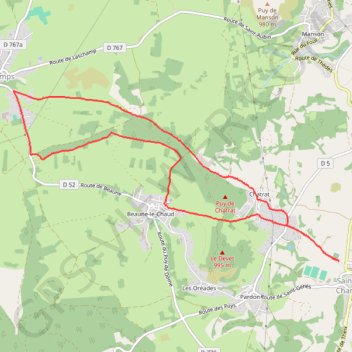 Trace GPS Chatrat - Beaune - Saint-Genès-Champanelle, itinéraire, parcours