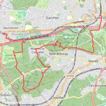 Trace GPS De Saint Cloud à Vaucresson, itinéraire, parcours