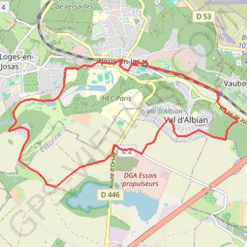 Trace GPS Jouy en Josas - Le Val dAlbian, itinéraire, parcours
