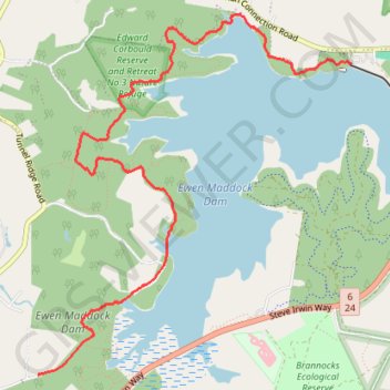Trace GPS Ewen Maddock Dam Main Track, itinéraire, parcours