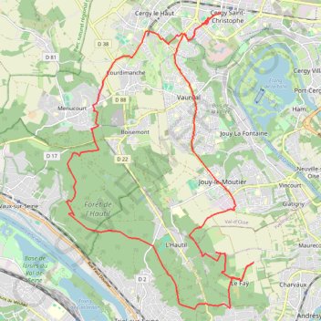 Trace GPS Forêt de l'Hautil - Cergy, itinéraire, parcours