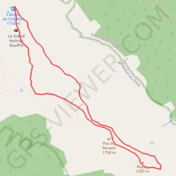 Trace GPS Cabane de Chatillon Royou, itinéraire, parcours