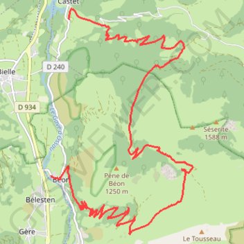Trace GPS De Castet à Béon, itinéraire, parcours