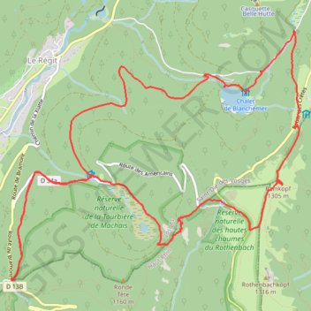 Trace GPS Le Rainkopf par le lac de Blanchemer en raquettes, itinéraire, parcours