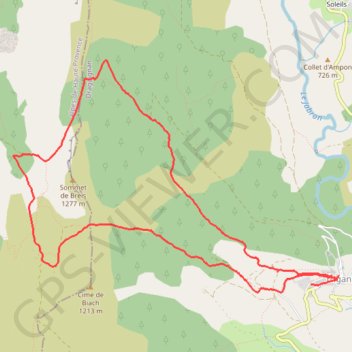 Trace GPS Trigance Le Tour de La Montagne de Breis, itinéraire, parcours