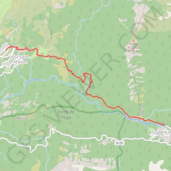 Trace GPS Guagno-les-Bains - Letia, itinéraire, parcours