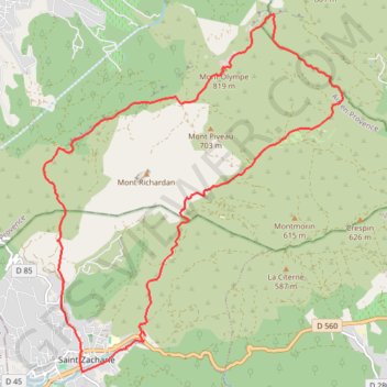 Trace GPS Saint Zacharie - Mont-Olympe, itinéraire, parcours