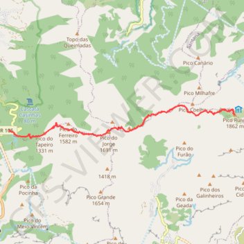 Trace GPS Pico Ruivo à partir de Bocca da Encumeada, itinéraire, parcours