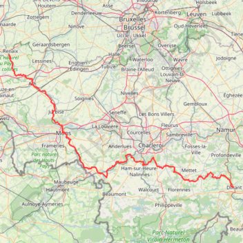 Trace GPS GR129-1-2 GR 129 La Belgique en diagonale ! Renaix - Dinant, itinéraire, parcours