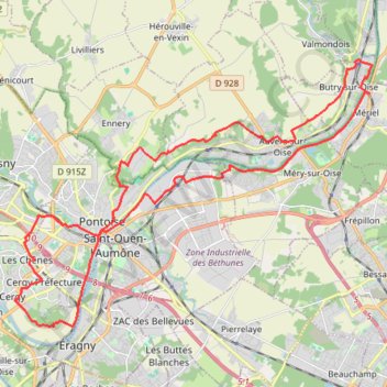 Trace GPS Cergy - Butry - Cergy, itinéraire, parcours