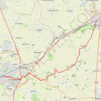 Trace GPS From Royston to Letchworth, itinéraire, parcours