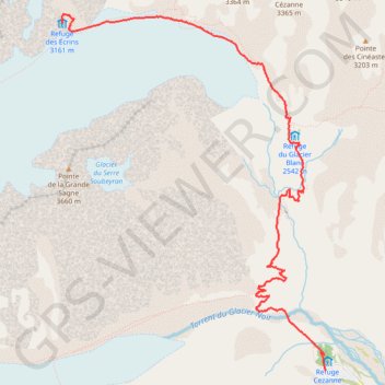 Trace GPS Montée au refuge des Écrins, itinéraire, parcours