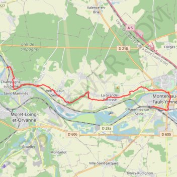 Trace GPS De Champagne-sur-Seine à Montereau-Fault-Yonne, itinéraire, parcours