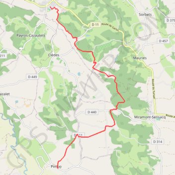 Trace GPS Pimbo - Geaune, itinéraire, parcours