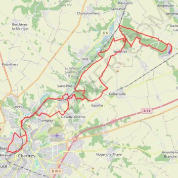 Trace GPS Les planeurs de la base des planeurs d'Armenonville - Chartres, itinéraire, parcours
