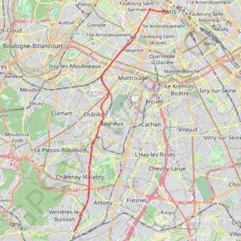 Trace GPS Véloscénie : Paris > Massy, itinéraire, parcours