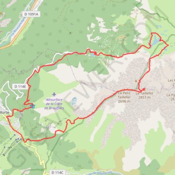 Trace GPS rando course TAILLEFER (belledonne), itinéraire, parcours