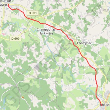 Trace GPS La voie verte les Hauts de Tardoire - Oradour-sur-Vayres à Châlus, itinéraire, parcours