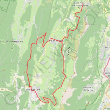 Trace GPS St Nizier lans villard croix perrin lans, itinéraire, parcours