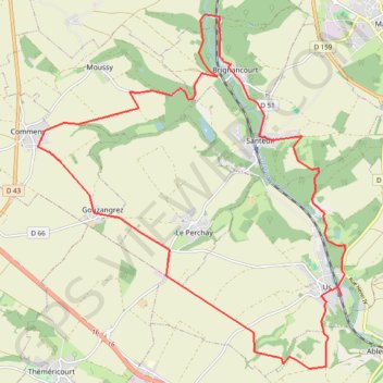 Trace GPS Vexin - Us à Brignancourt et chaussée Jules César, itinéraire, parcours
