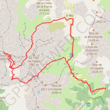 Trace GPS Mont Pelat et tour du Trou de l'Aigle, itinéraire, parcours