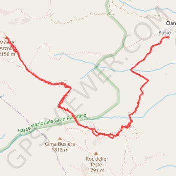Trace GPS Monte Arzola, itinéraire, parcours