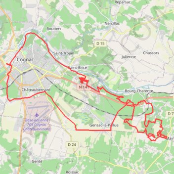 Trace GPS Cognac Mainxe, itinéraire, parcours
