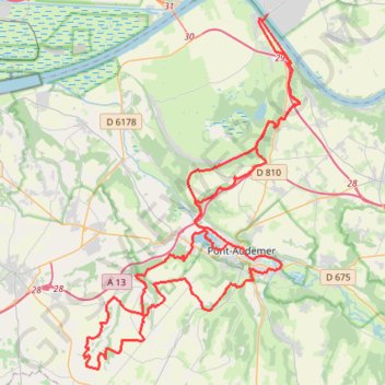 Trace GPS Rando Quillebeuf Pont Audemer, itinéraire, parcours