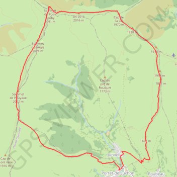 Trace GPS Cap de la Lit et sommet de Pouy Louby, itinéraire, parcours