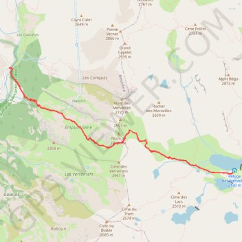 Trace GPS repérage - pont du countet lac long merveilles, itinéraire, parcours