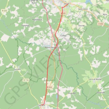 Trace GPS Compostelle - Voie de Vézelay en Gironde - Bazas - Captieux (Conseil Général), itinéraire, parcours