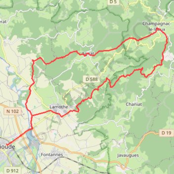 Trace GPS Brioude Champagnac, itinéraire, parcours
