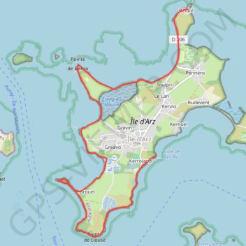 Trace GPS Île d'Arz, itinéraire, parcours