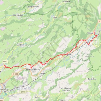 Trace GPS La Via Arverna (Vic-sur-Cère - Aurillac), itinéraire, parcours