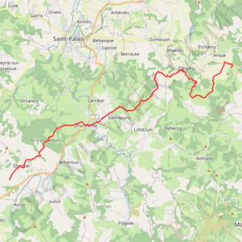 Trace GPS Aroue - Ostabat, itinéraire, parcours