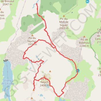 Trace GPS Étangs de Neych, des Redouneilles des Vaches et de Peyregrand, itinéraire, parcours