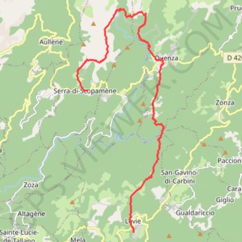Trace GPS Corse du sud, Serra di Scopamena Levie, itinéraire, parcours