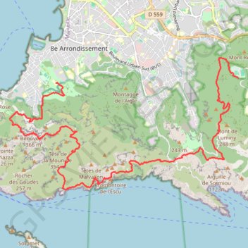 Trace GPS Trail des Calanques 2024 Marseilleveyre, itinéraire, parcours