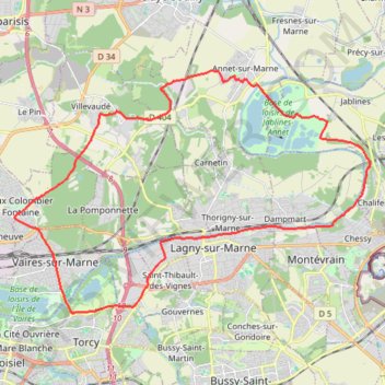 Trace GPS Randonnée autour de Lagny-sur-Marne, itinéraire, parcours