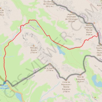 Trace GPS Col de Feuillas (ou d'Echelette), itinéraire, parcours