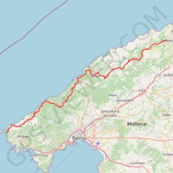 Trace GPS Majorque - Serra de Tramuntana, itinéraire, parcours