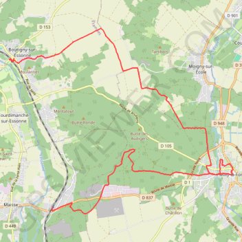 Trace GPS En passant par Milly la Forêt, itinéraire, parcours
