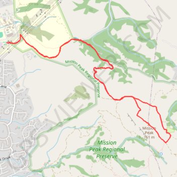 Trace GPS Mission Peak Loop from Ohlone College, itinéraire, parcours