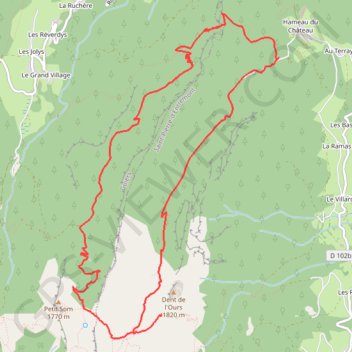Trace GPS Col du Frêt, (Dent de l'Ours), itinéraire, parcours