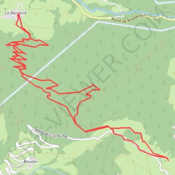 Trace GPS Le Bersend, Col du Pré, au départ du Bersend, itinéraire, parcours