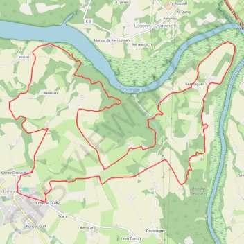 Trace GPS De Dinéault aux rives de l'Aulne, itinéraire, parcours