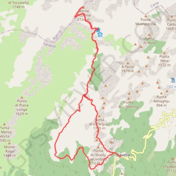 Trace GPS Col de Bavella - Mont Incudine (Corse), itinéraire, parcours